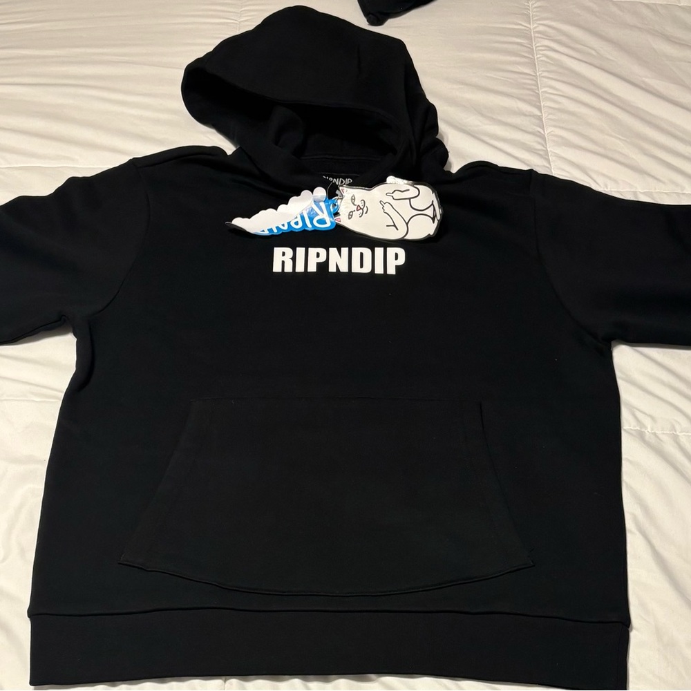 Ripndip Black Hoodie with Cat Tag